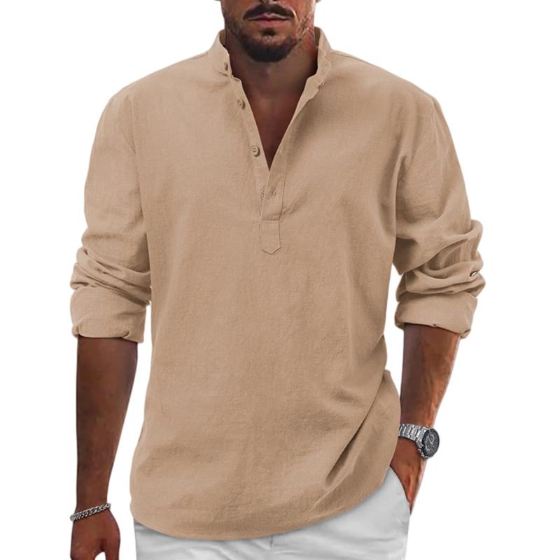 Traditional Fit Men's Long Sleeve Henley Shirt