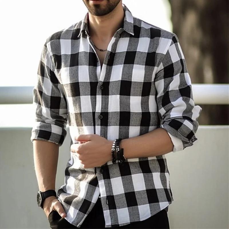 Relaxed Fit Flannel Checked Shirt for Men