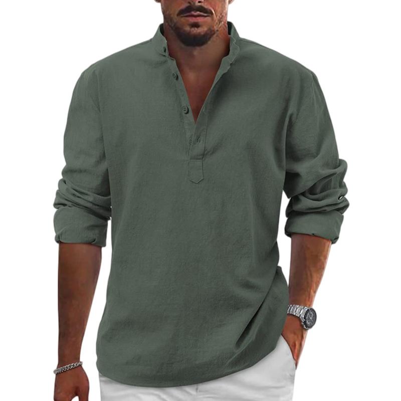 Traditional Fit Men's Long Sleeve Henley Shirt