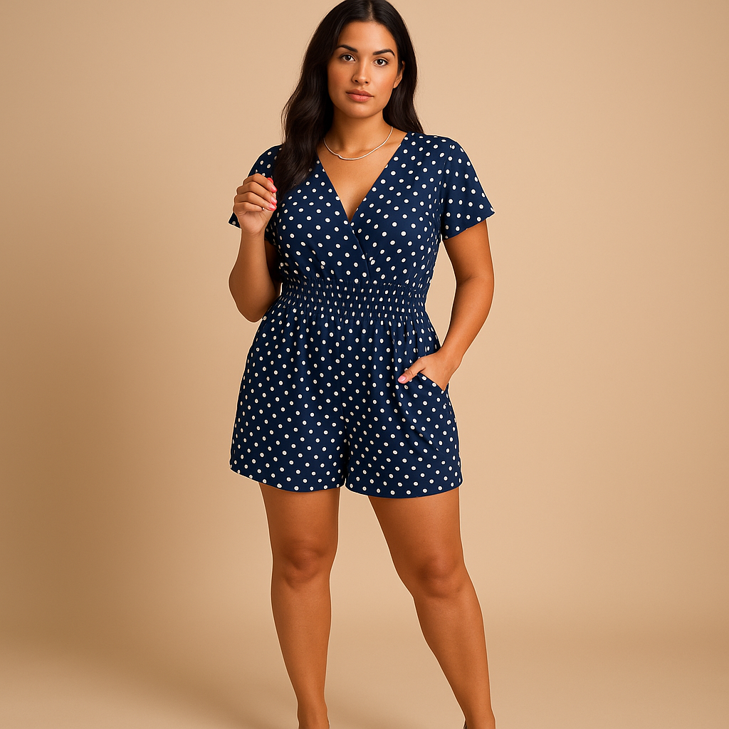 Spot Print Women's Jumpsuit with Pockets - Luxivelle