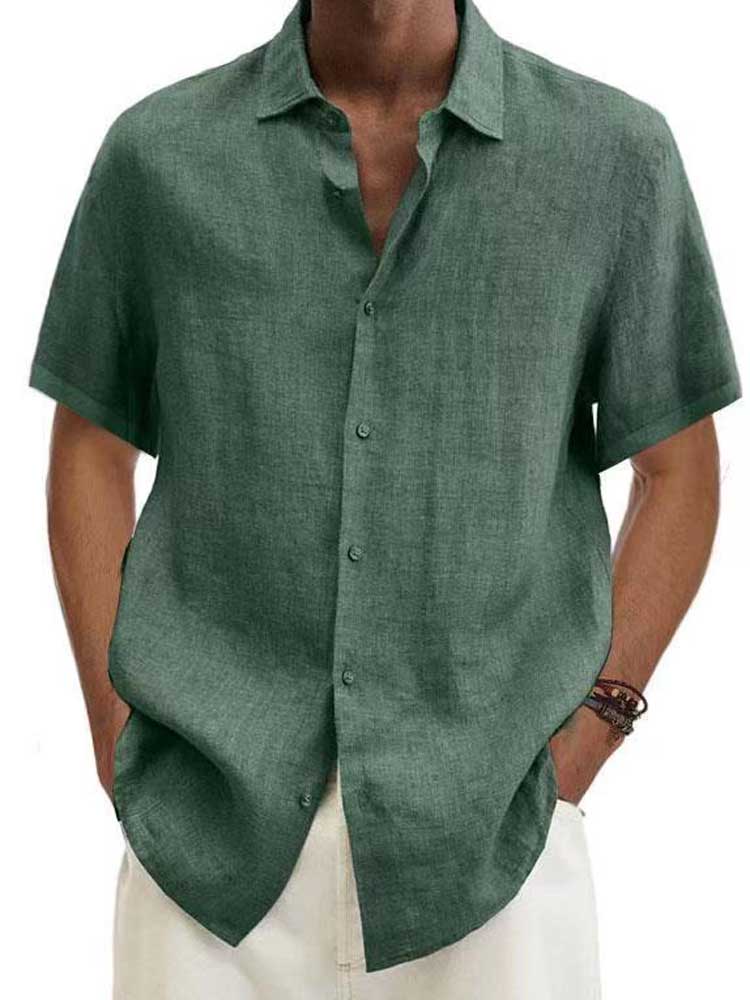 Adriaan | White Linen Button Down Shirt for Men-1