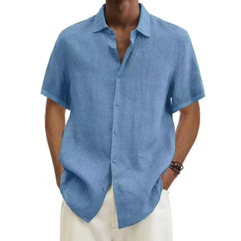 Adriaan | White Linen Button Down Shirt for Men-3