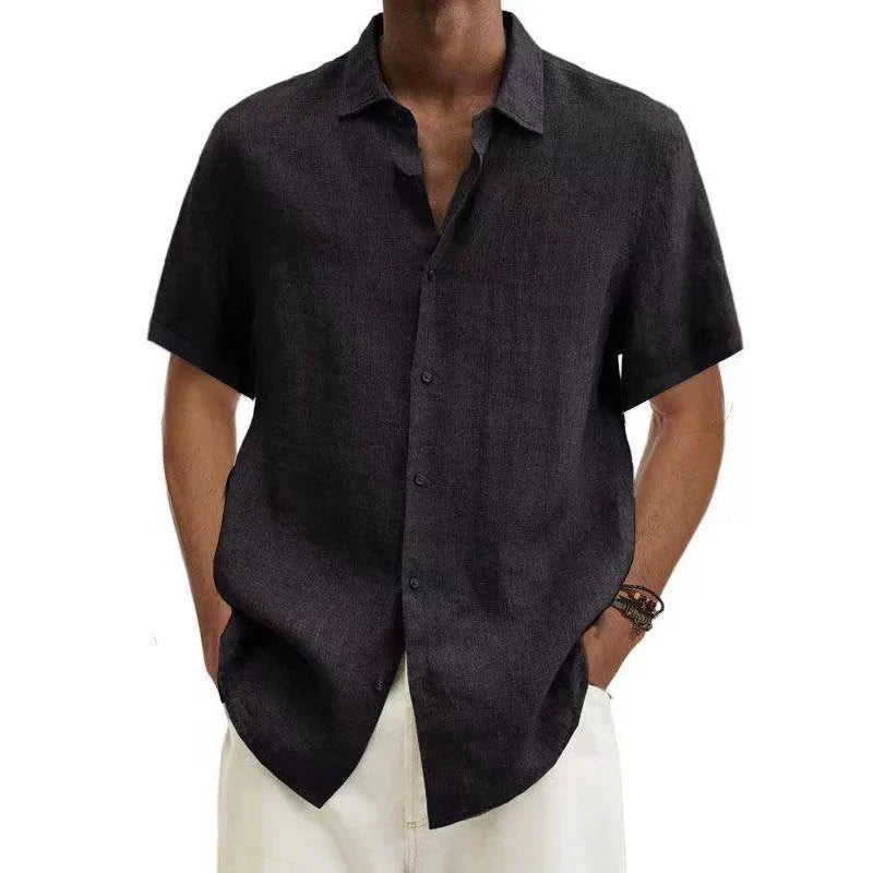 Adriaan | White Linen Button Down Shirt for Men-2