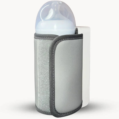 "Portable rechargeable baby bottle warmer with digital display, compact design, BPA-free, USB charging, perfect temperature."