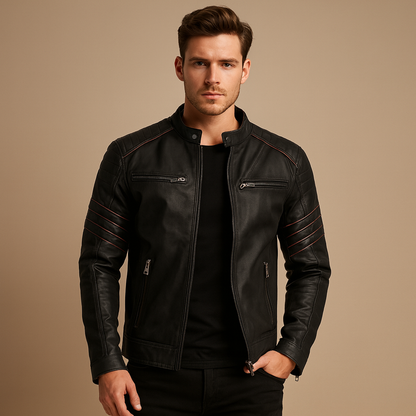 Leather Mens Motorcycle Jacket Hunter - Luxivelle