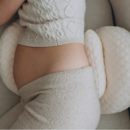 "Premium maternity body pillow with cotton cover, ergonomic design, full-body support for comfort and alignment, hypoallergen