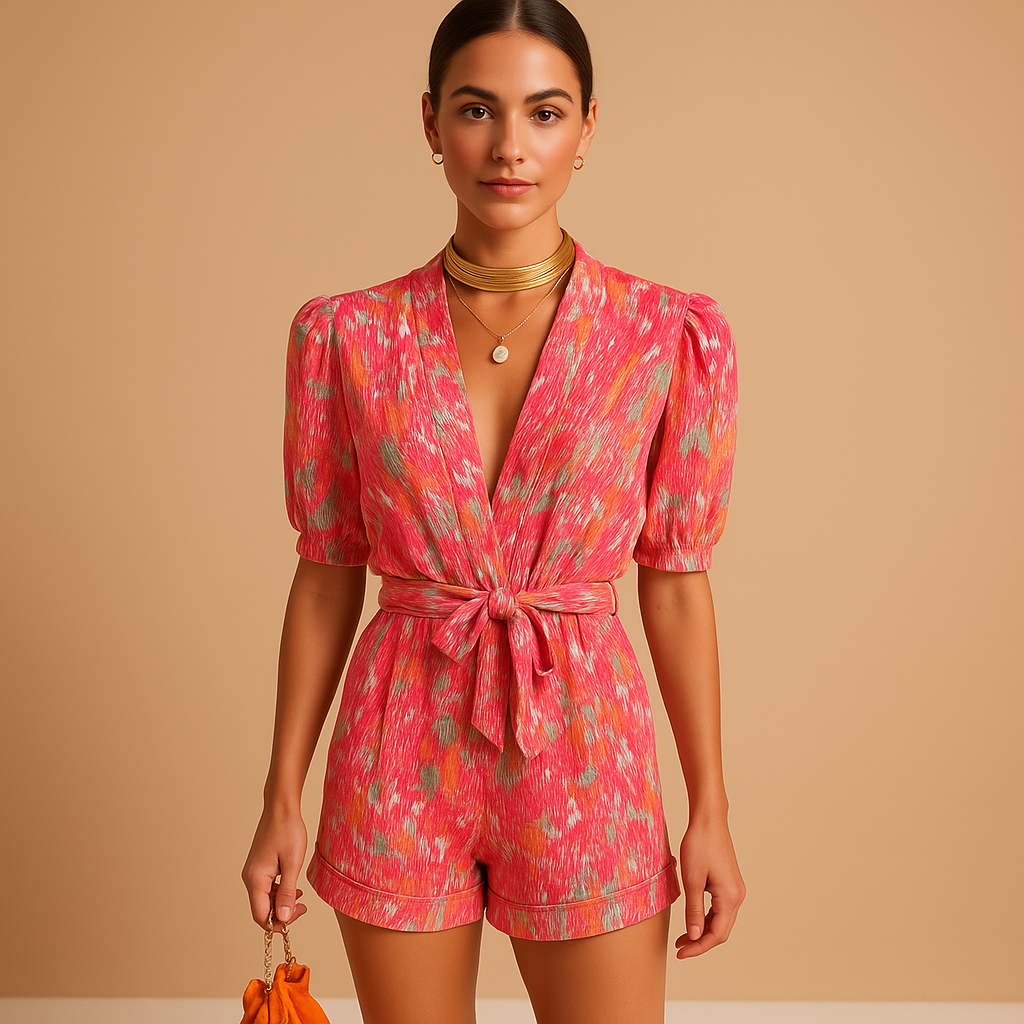 Chic Belted Women's Short Jumpsuit - Luxivelle