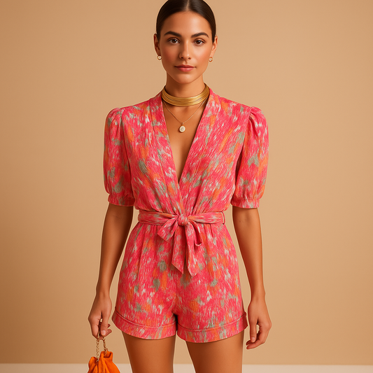 Chic Belted Women's Short Jumpsuit - Luxivelle