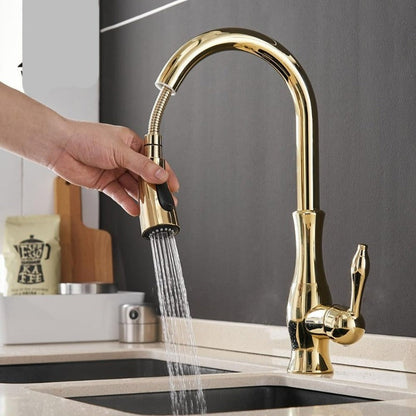 Stylish 360° Rotating Kitchen Faucet with Extendable Spray Nozzle