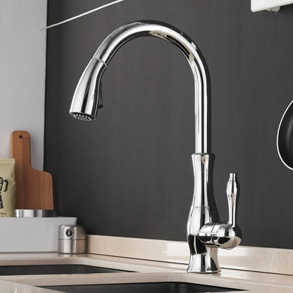 Stylish 360° Rotating Kitchen Faucet with Extendable Spray Nozzle