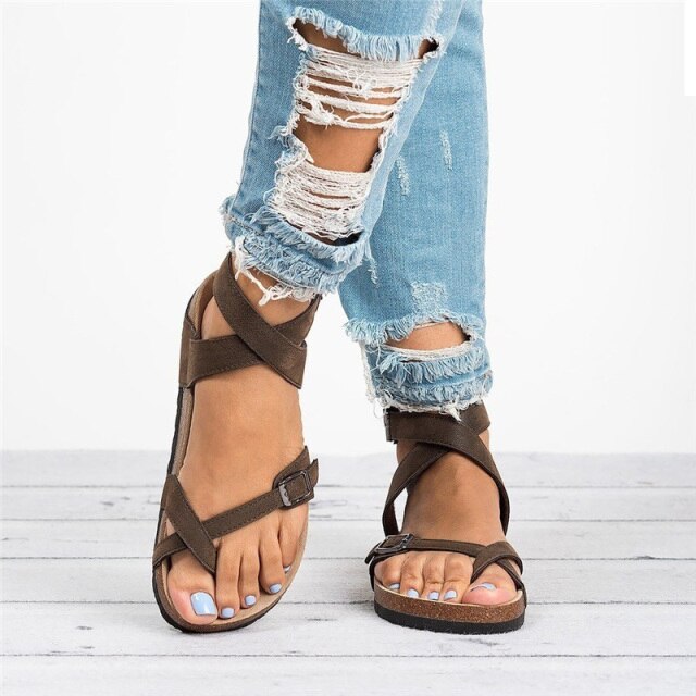 Ladies Buckle Ankle Strap Summer Sandals