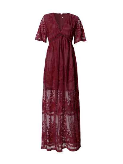Variant image for Merlinda | White Maxi Dress - Lightweight Fabric, Flattering V-Neckline-5