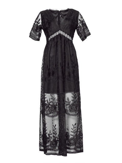 Variant image for Merlinda | White Maxi Dress - Lightweight Fabric, Flattering V-Neckline-9
