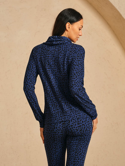 Classic Leopard Zip Golf Pullover Sweatshirt