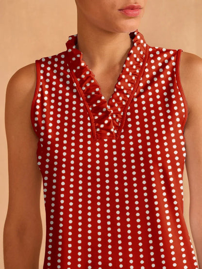 Sun Protective V-Neck Ruffle Women's Tank Top
