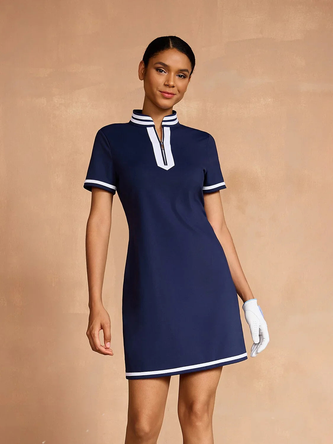 Classic Blue Block Print Sundress with UV Protection