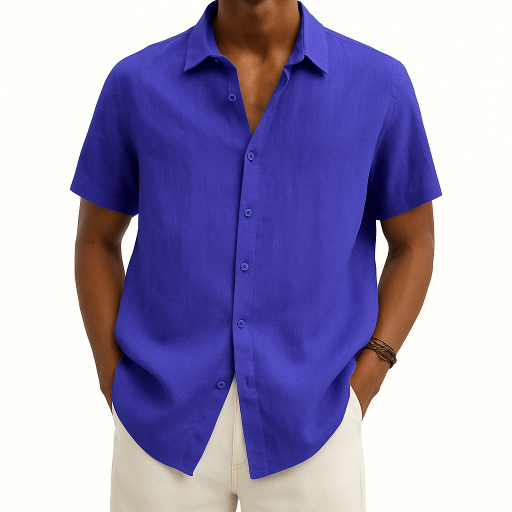 Lightweight Mens Summer Cotton Shirt Casual Button Down