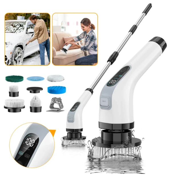 Cordless Power Scrubber with 7 Replacement Brushes - Luxivelle