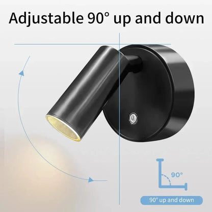Rechargeable LED wall light with touch control, 360° rotation, magnetic base; compact, sleek design for versatile lighting.