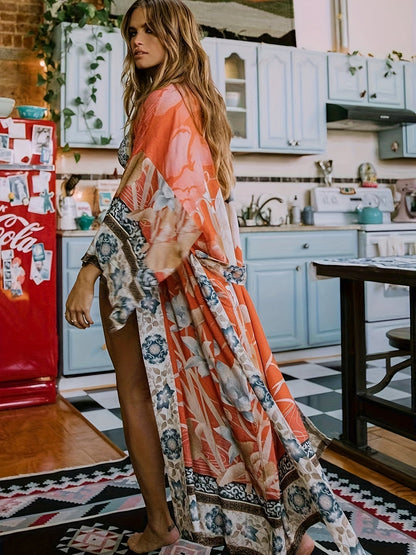 Women's Lightweight Floral Robe Kimono - Luxivelle