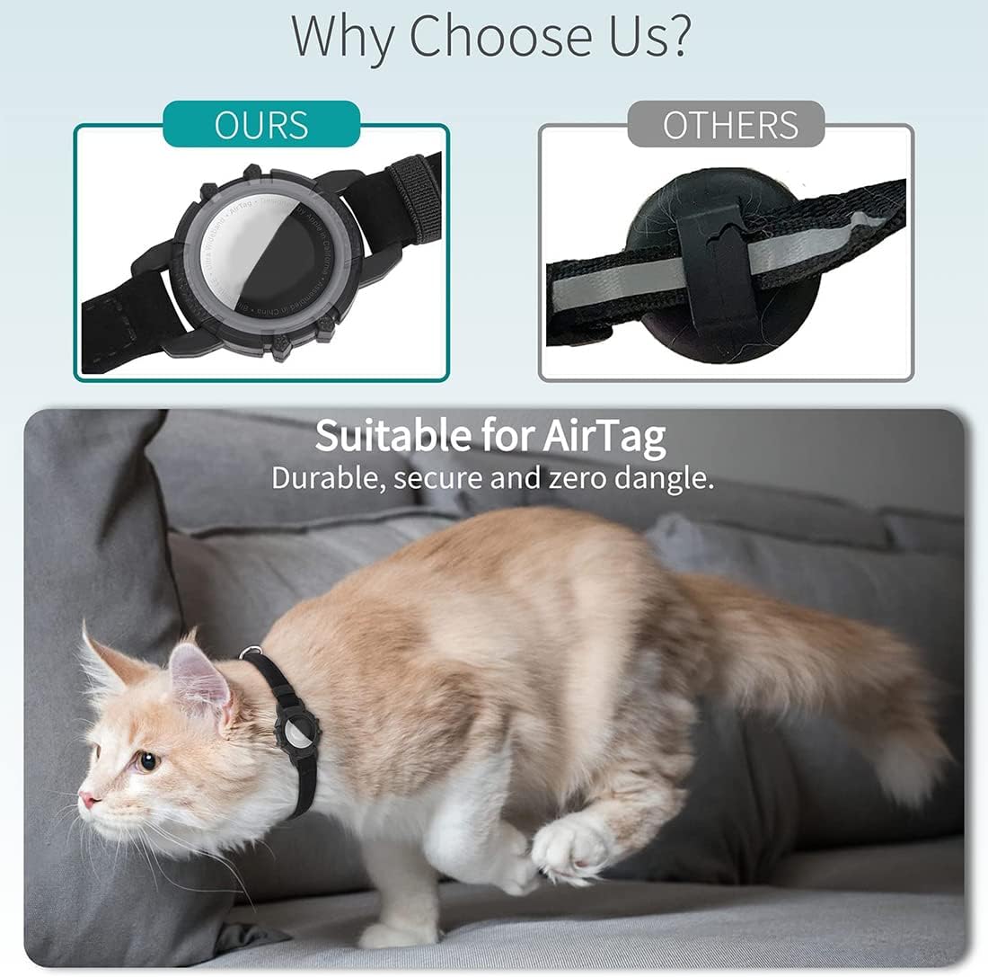 "Reflective cat GPS tracker collar with quick release, enhances safety and visibility for your pet's outdoor adventures."
