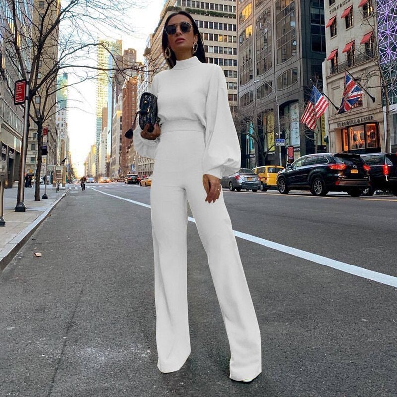 Ladies Elegant Puffed Sleeve Jumpsuit