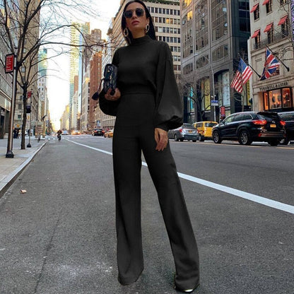 Ladies Elegant Puffed Sleeve Jumpsuit