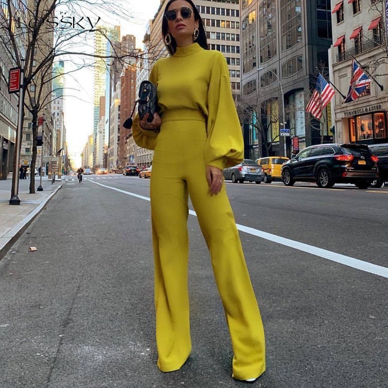 Ladies Elegant Puffed Sleeve Jumpsuit - Luxivelle