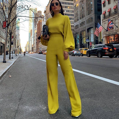 Ladies Elegant Puffed Sleeve Jumpsuit - Luxivelle