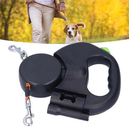 Adjustable Dual Dog Leash with LED Light and Poop Bag Holder - Luxivelle