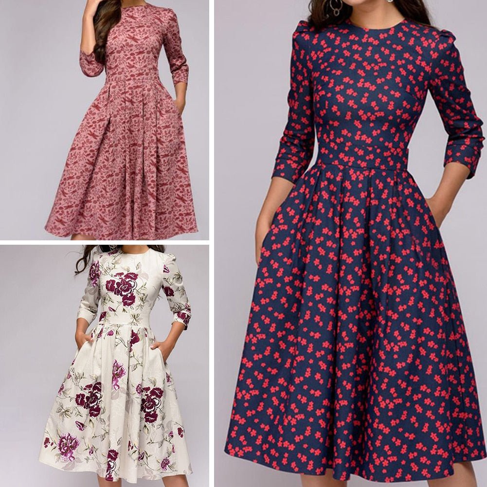 Fashionable Ladies Floral Midi Dress