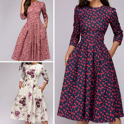 Fashionable Ladies Floral Midi Dress