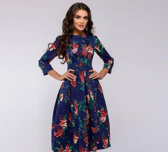Fashionable Ladies Floral Midi Dress