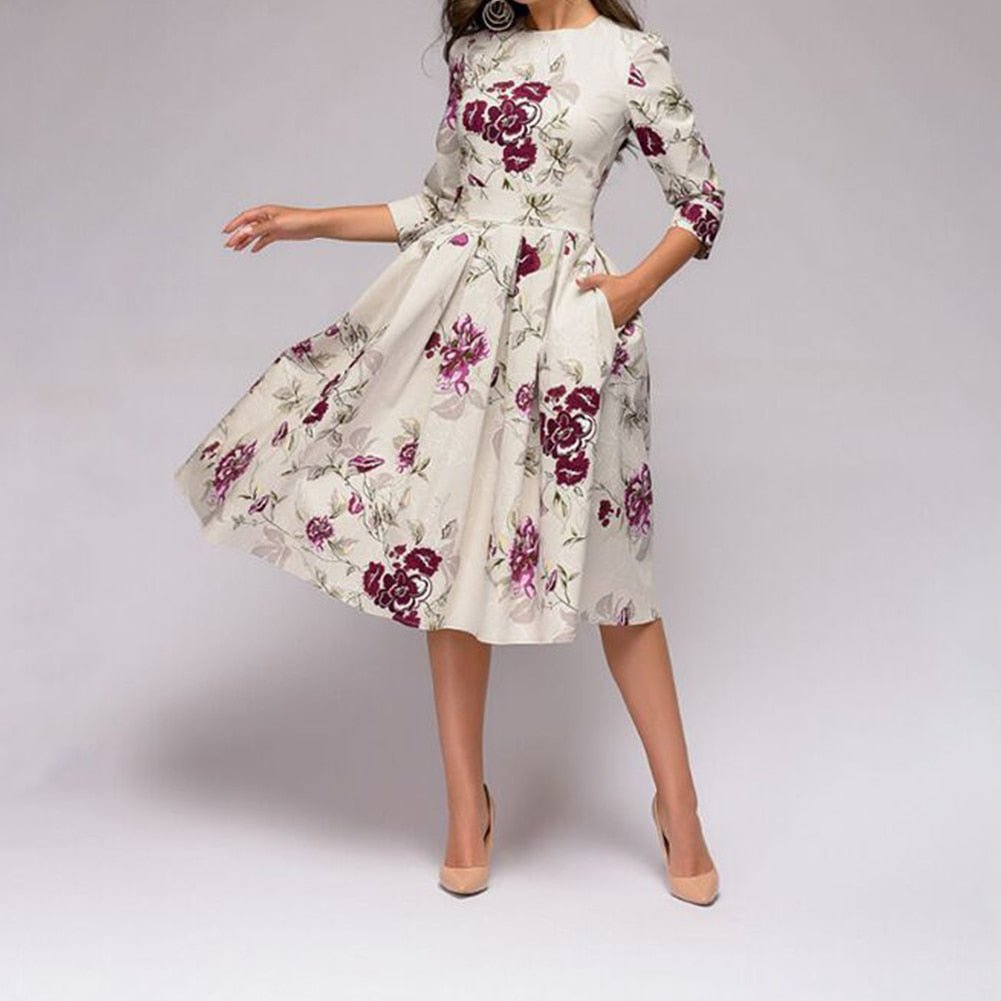 Fashionable Ladies Floral Midi Dress