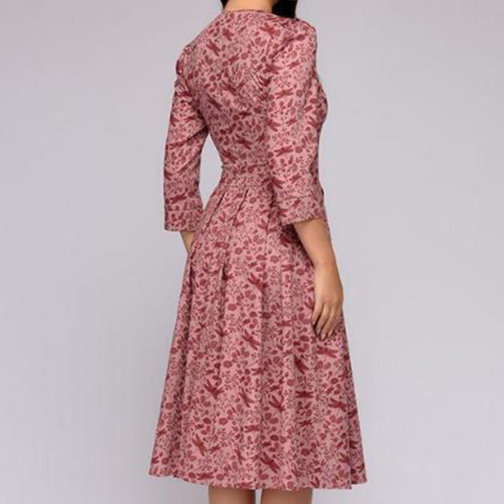 Fashionable Ladies Floral Midi Dress