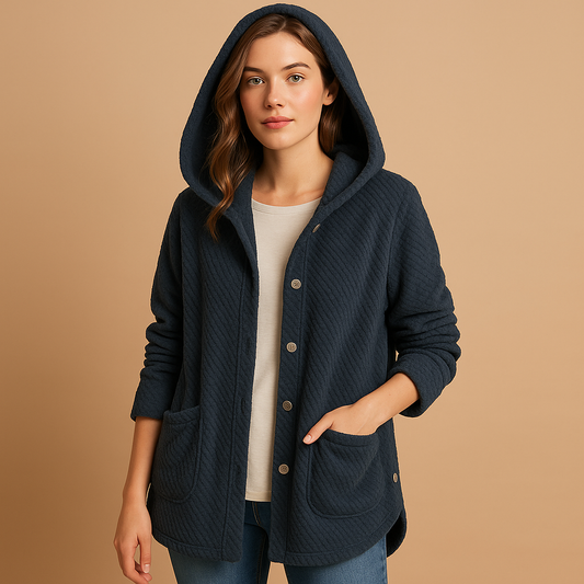 Warm Womens Hooded Fleece Jacket Reversible - Luxivelle