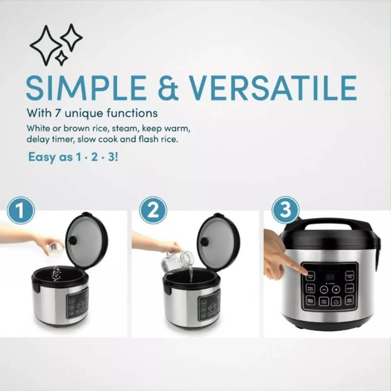 Large Capacity Smart Rice Cooker - Stainless Steel