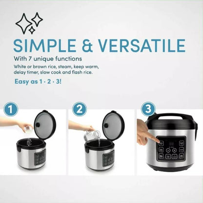 Large Capacity Smart Rice Cooker - Stainless Steel