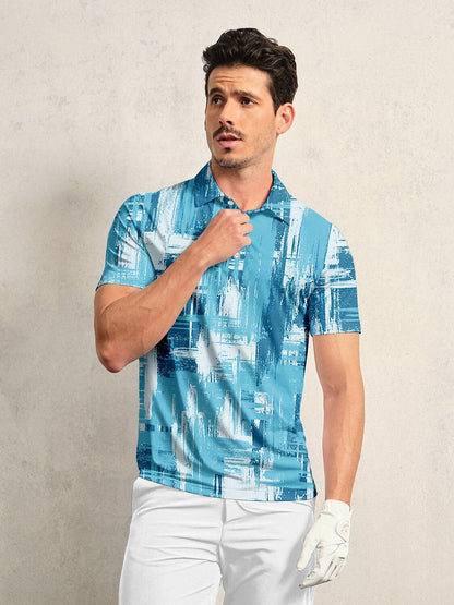 Graphic Print Men's Polo Shirt UPF 50 Protection