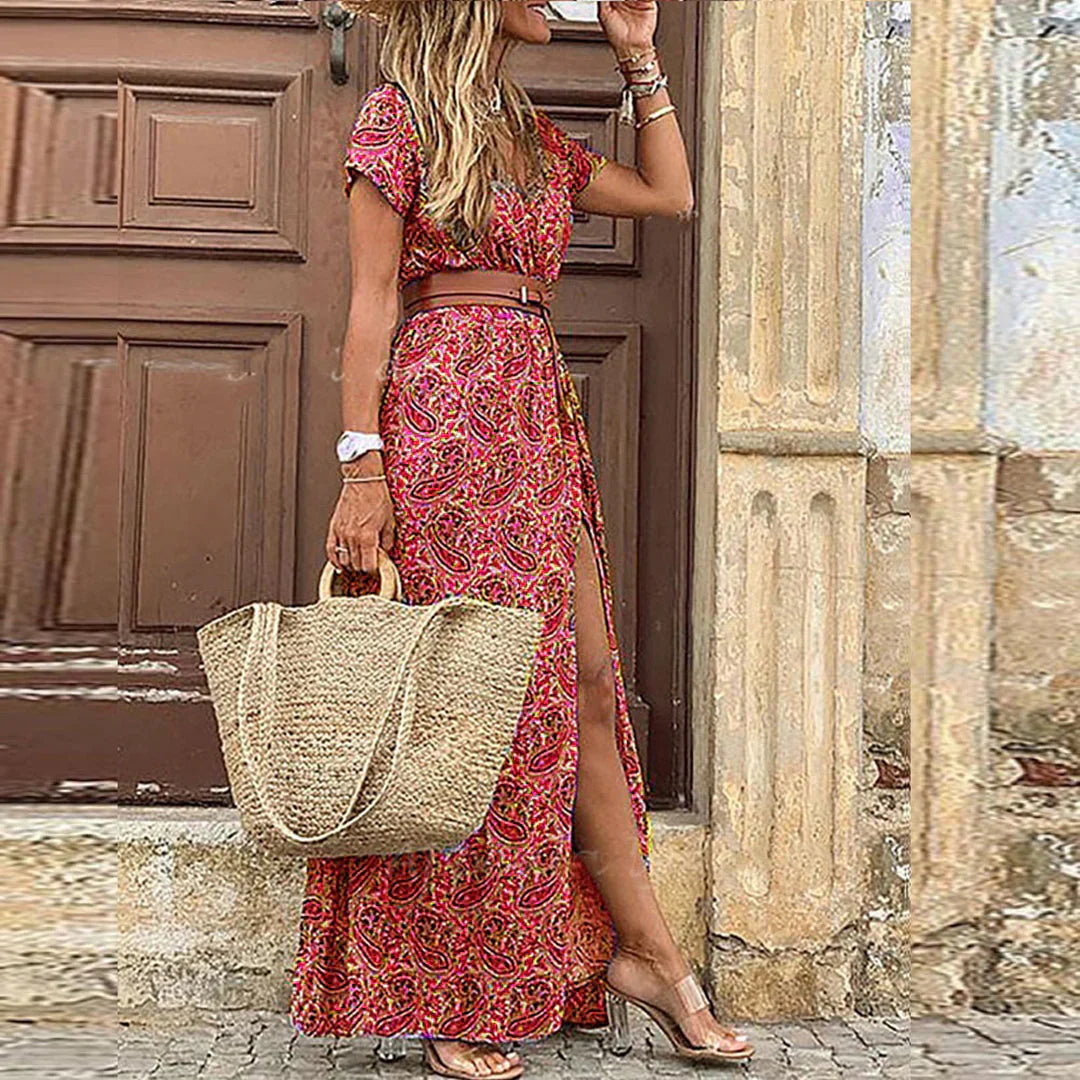 Flowy Chic Maxi Dress with Free Matching Belt
