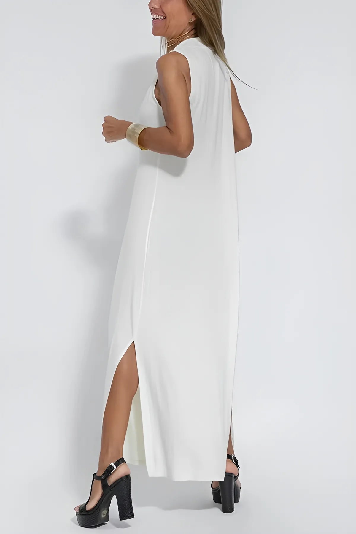 Classic Long Dress with Coordinating Cardigan