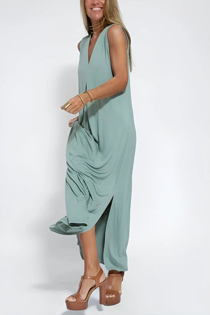 Classic Long Dress with Coordinating Cardigan