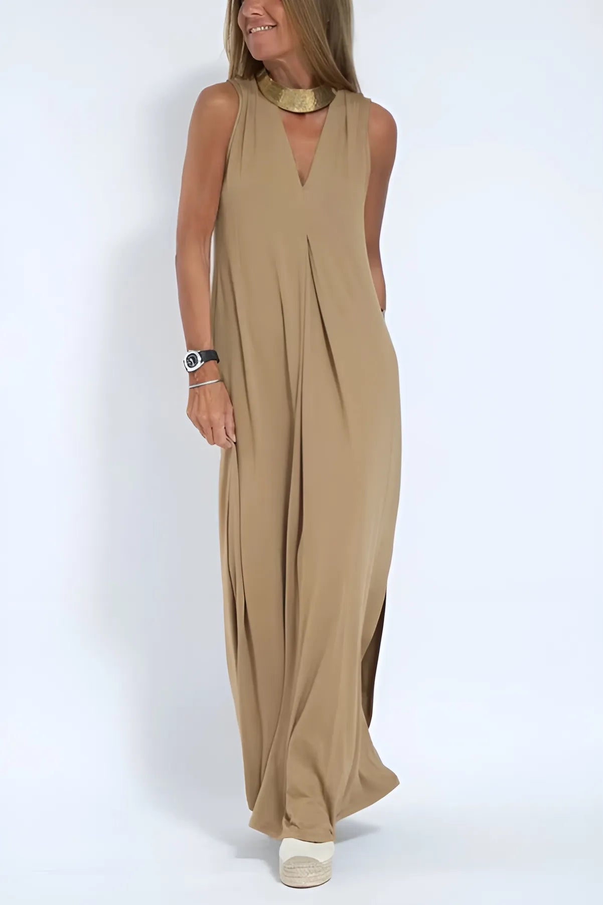 Classic Long Dress with Coordinating Cardigan