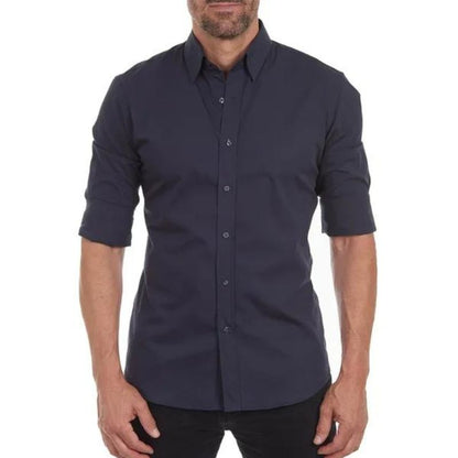 Smooth Zip Up Men's Dress Shirt