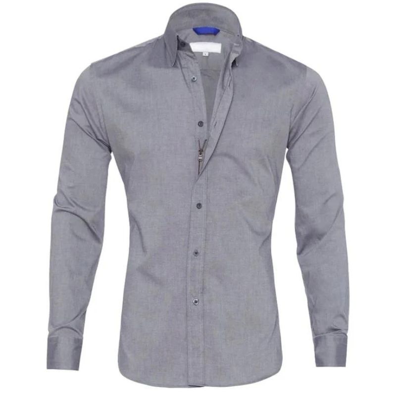 Smooth Zip Up Men's Dress Shirt