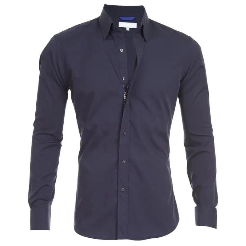 Smooth Zip Up Men's Dress Shirt
