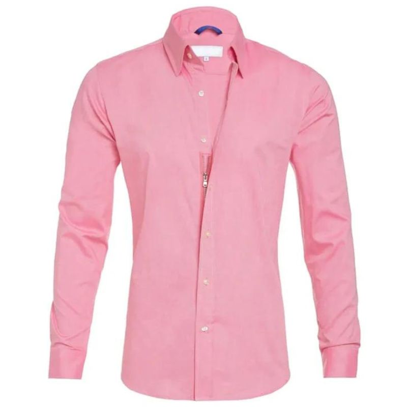 Smooth Zip Up Men's Dress Shirt