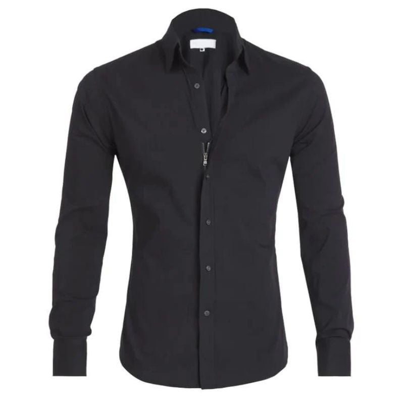 Smooth Zip Up Men's Dress Shirt