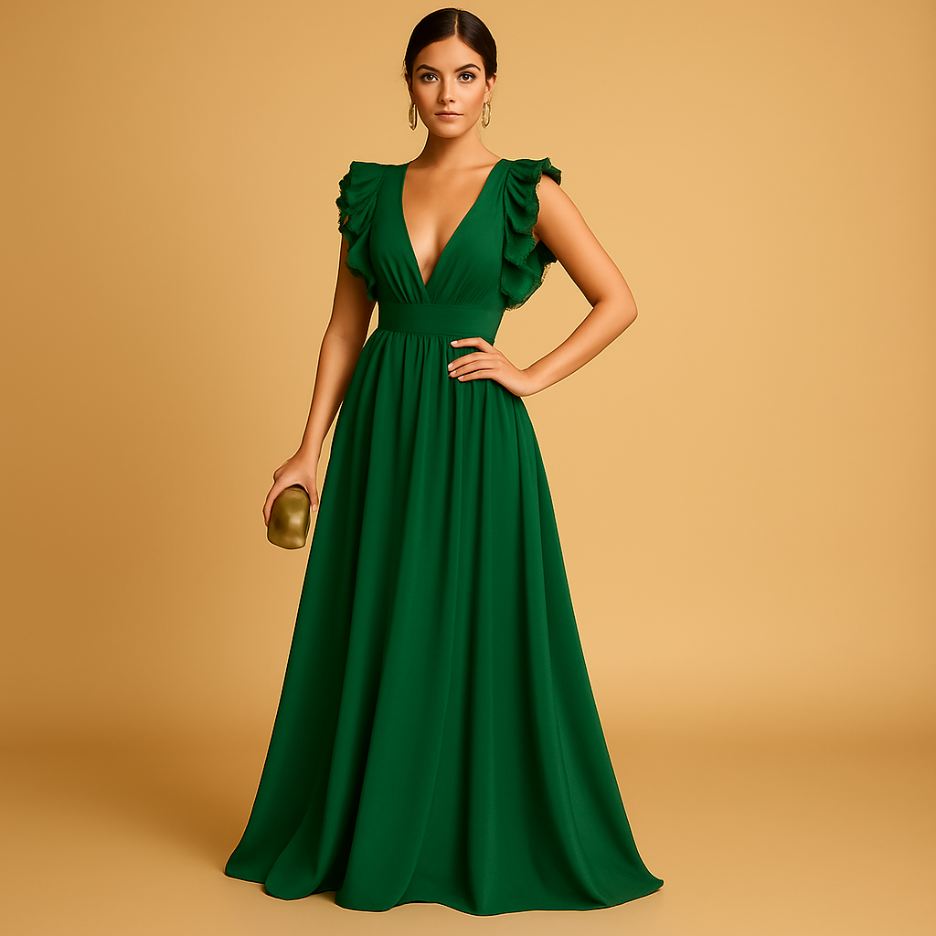 Flared Long Sleeve Women's Dress Clara - Luxivelle