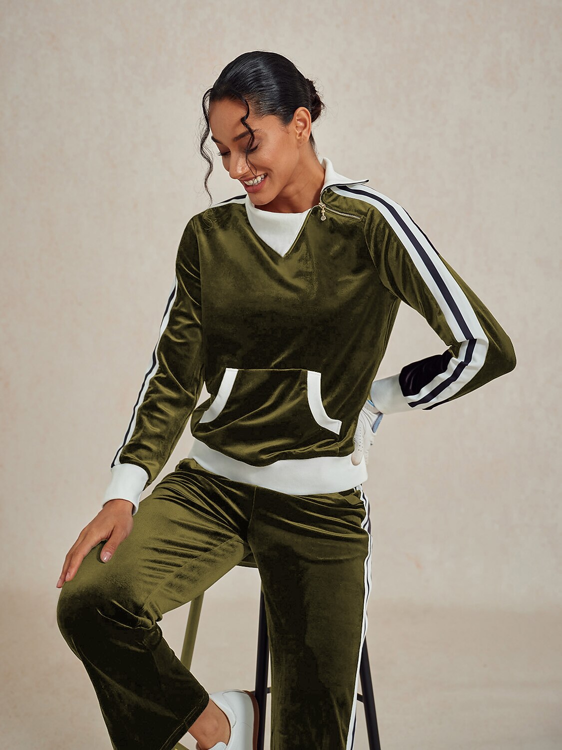 Soft Plush Long Sleeve Off Center Sweatshirt - Luxivelle